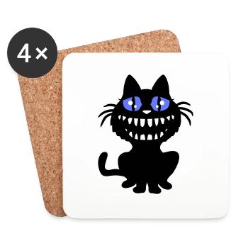 Verrückte Monster Katze Halloween Horror Zähne Fun - Untersetzer (4er-Set) - Weiß - Vorne