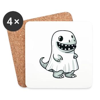 Dinosaurier T-Rex Halloween Geist - Untersetzer (4er-Set) - Weiß - Vorne
