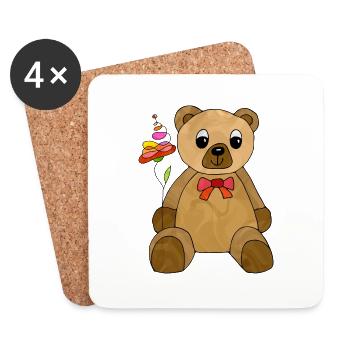 Teddybär - Untersetzer (4er-Set) - Weiß - Vorne