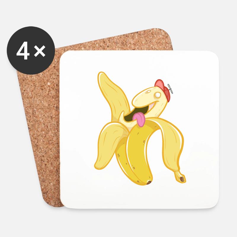 Happy Banana - Untersetzer (4er-Set) - Weiß