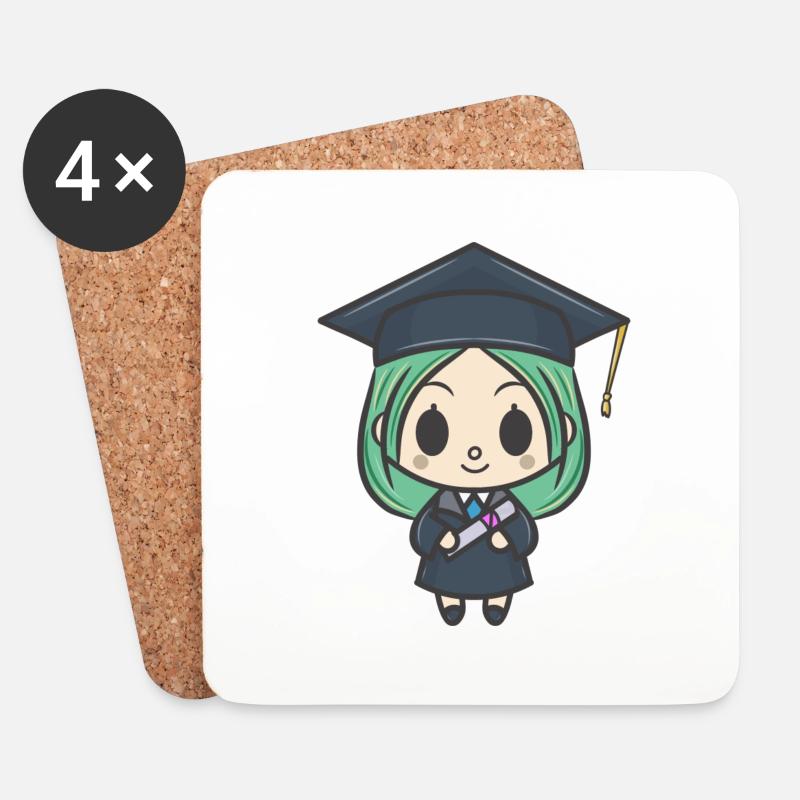 Tag der Abschlussfeier - Untersetzer (4er-Set) - Weiß