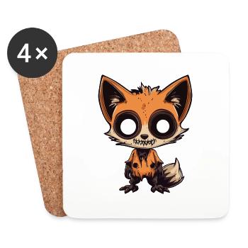 Renard Halloween Bande Dessinée Drôle - Dessous de verre (lot de 4) - blanc - Devant