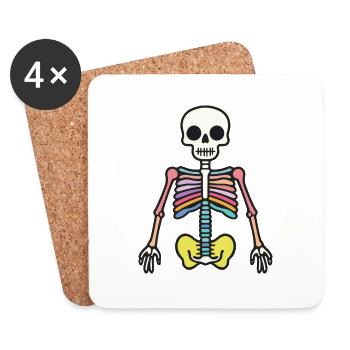 Icône squelette d’Halloween - Dessous de verre (lot de 4) - blanc - Devant