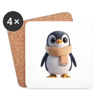Plush Penguin with Scarf - Coasters (set of 4) - white - Front