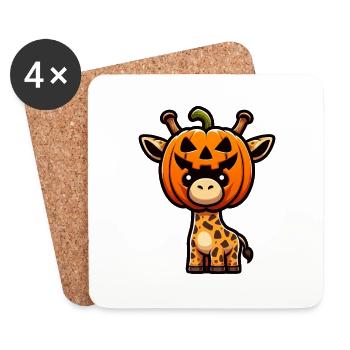 Lustige Kürbis-Giraffe Halloween Oktober Herbst - Untersetzer (4er-Set) - Weiß - Vorne