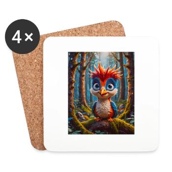 oiseaux super mignons autour du monde – Pic - Dessous de verre (lot de 4) - blanc - Devant