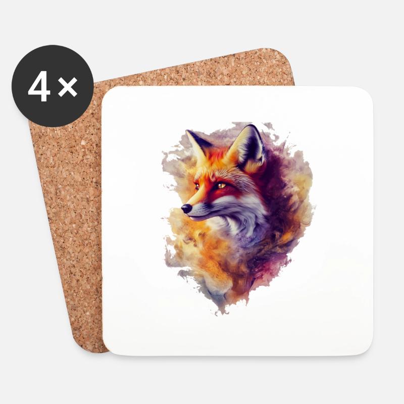 Mystery Fox - Untersetzer (4er-Set) - Weiß