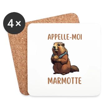 Appelle moi marmotte - Dessous de verre (lot de 4) - blanc - Devant