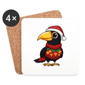 Tukan Vogel Weihnachten Comic - Untersetzer (4er-Set) - Weiß - Vorne