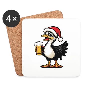 Bouquet de Bière Noël - Dessous de verre (lot de 4) - blanc - Devant