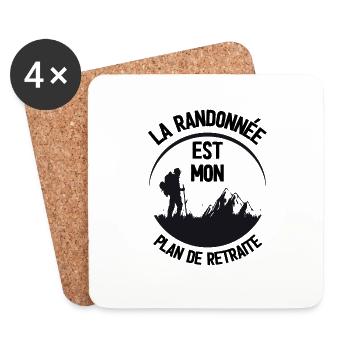La randonnée est mon plan de retraite - Dessous de verre (lot de 4) - blanc - Devant