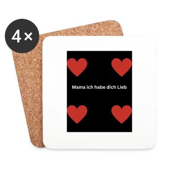 Mama ich habe dich Lieb - Untersetzer (4er-Set) - Weiß - Vorne