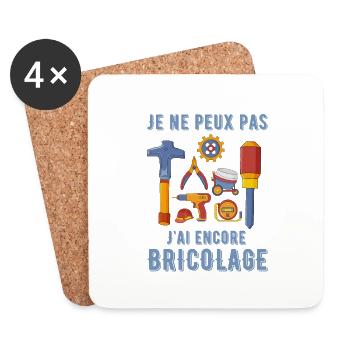 Jne peux pas j ai bricolage bricoleur bricoler - Dessous de verre (lot de 4) - blanc - Devant