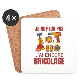 Outils bricolage bricoleur - Dessous de verre (lot de 4) - blanc - Devant