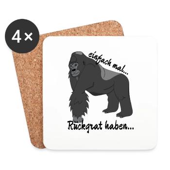 Gorilla "einfach mal Rückgrat haben..." - Untersetzer (4er-Set) - Weiß - Vorne