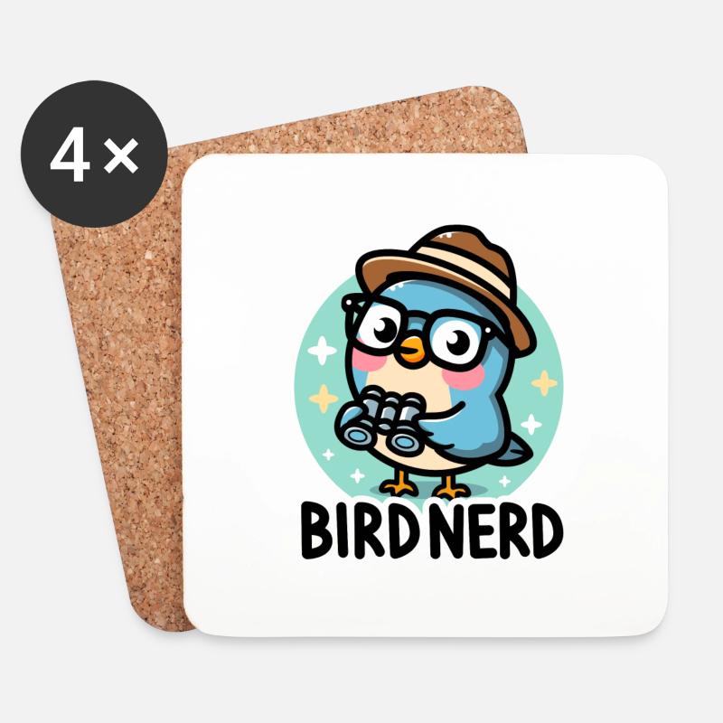 Bird Nerd Vogelbeobachtung Ornithologie - Untersetzer (4er-Set) - Weiß