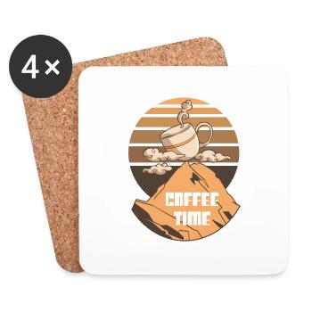 Café à la montagne - Dessous de verre (lot de 4) - blanc - Devant