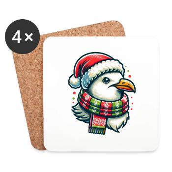 Moin Möwe Weihnachten - Untersetzer (4er-Set) - Weiß - Vorne