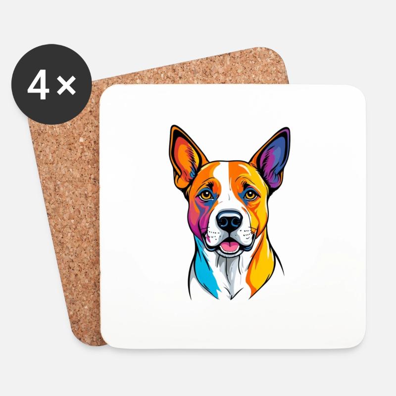 Hund mit Bundes Gesicht - Untersetzer (4er-Set) - Weiß