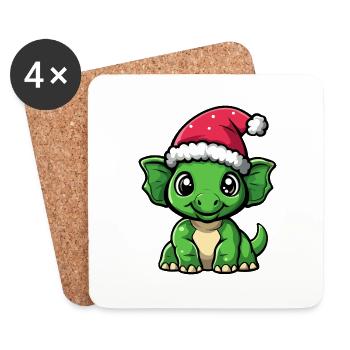 Dinosaurier triceratops Weihnachten Niedlich - Untersetzer (4er-Set) - Weiß - Vorne
