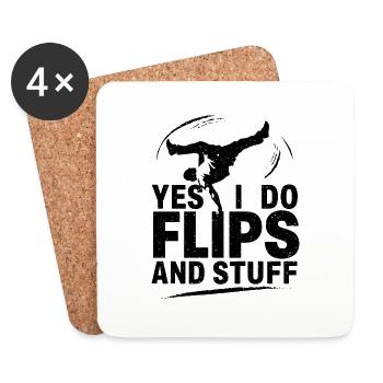 Klar, ich mache Flips und alles - Untersetzer (4er-Set) - Weiß - Vorne