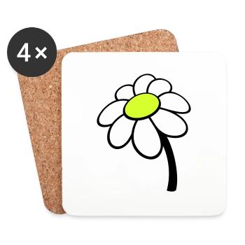Petite Fleur Marguerite Blanche Décorative Belle Nature - Dessous de verre (lot de 4) - blanc - Devant