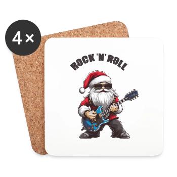 Weihnachtsmann Gitarre - Untersetzer (4er-Set) - Weiß - Vorne