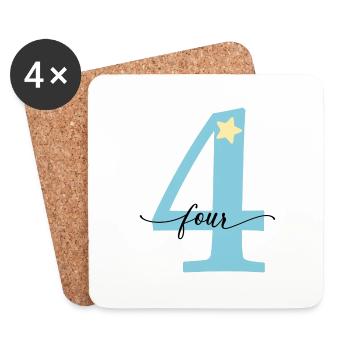 4e anniversaire quatre ans - Dessous de verre (lot de 4) - blanc - Devant