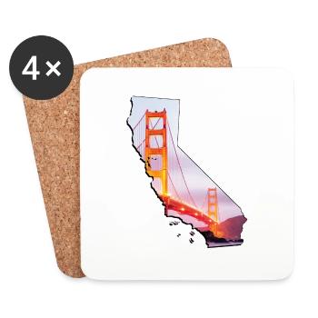 Golden Gate Bridge sur la carte de la Californie - Dessous de verre (lot de 4) - blanc - Devant