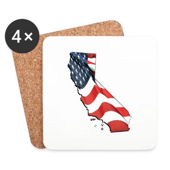 USA Flag in California State Map - Coasters (set of 4) - white - Front