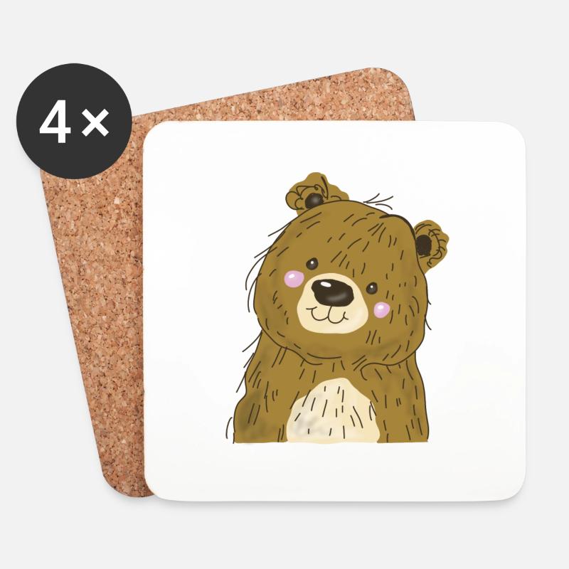 Bear cub - Coasters (set of 4) - white