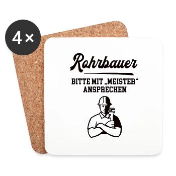 Rohrbauer Meister Prüfung Bestanden Rohrbau - Untersetzer (4er-Set) - Weiß - Vorne