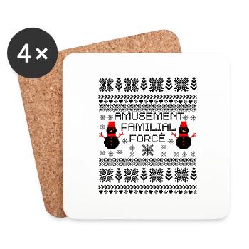 Amusement familial forcé Noël - Dessous de verre (lot de 4) - blanc - Devant