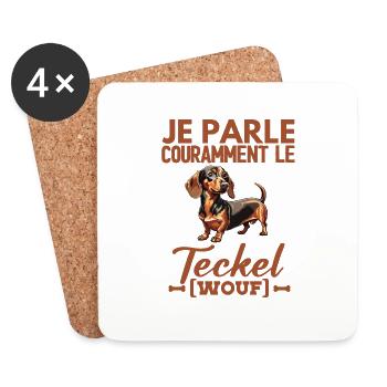 Je parle couramment le teckel wouf wouf - Dessous de verre (lot de 4) - blanc - Devant