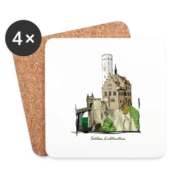 Lichtenstein Castle // Illustration - Coasters (set of 4) - white - Front