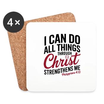 Ich Kann Alles Durch Christus Baseball Philipper - Untersetzer (4er-Set) - Weiß - Vorne