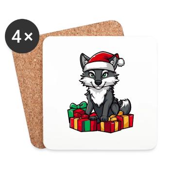 Cadeaux de Noël Loup - Dessous de verre (lot de 4) - blanc - Devant