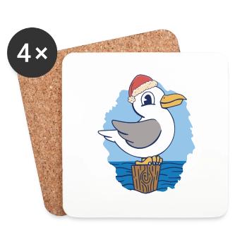 Père Noël maritime Saint-Nicolas Seagull Seagulls - Dessous de verre (lot de 4) - blanc - Devant