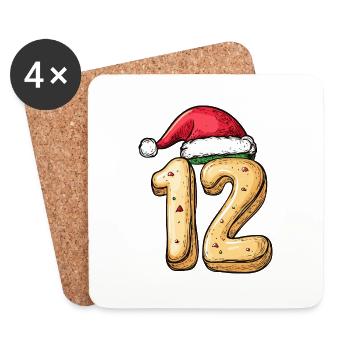 Biscuit de Noël à 12 chiffres - Dessous de verre (lot de 4) - blanc - Devant