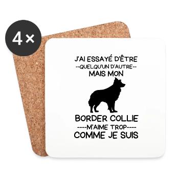 Mon Chien border collie m aime trop - Dessous de verre (lot de 4) - blanc - Devant