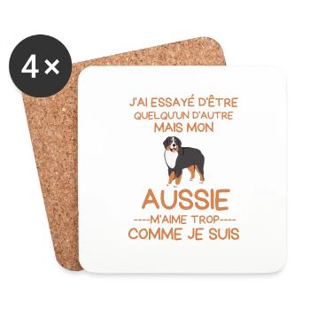 Berger australien aussie m aime trop - Dessous de verre (lot de 4) - blanc - Devant