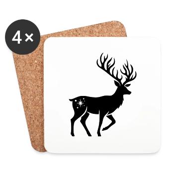 Hirsch Silhouette weihnachtlich - Untersetzer (4er-Set) - Weiß - Vorne