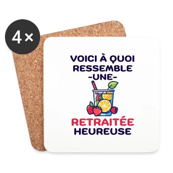 Une retraitée heureuse - Dessous de verre (lot de 4) - blanc - Devant