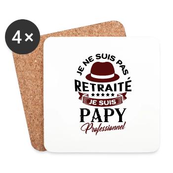 Retraité Papy Professionnel - Dessous de verre (lot de 4) - blanc - Devant