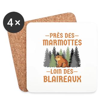 Marmotte forêt dense - Dessous de verre (lot de 4) - blanc - Devant