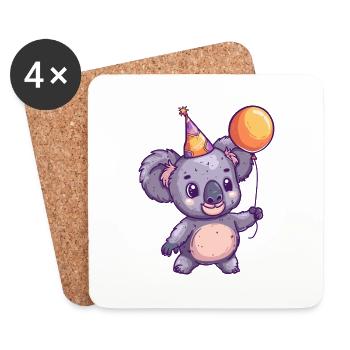 Koala Geburtstag Comic Niedlich - Untersetzer (4er-Set) - Weiß - Vorne