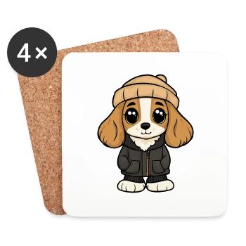 Cocker Spaniel Dog Cartoon - Coasters (set of 4) - white - Front