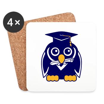 Penguin Graduation Abitur College School Certificate - Coasters (set of 4) - white - Front