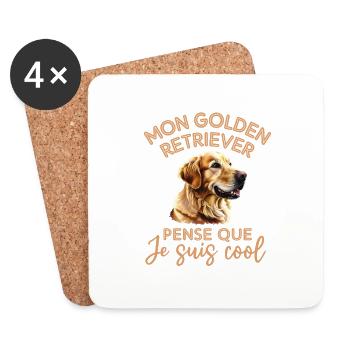 Mon chien Golden retriever pense que je suis cool - Dessous de verre (lot de 4) - blanc - Devant