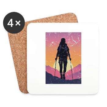 hiking hiker - Coasters (set of 4) - white - Front